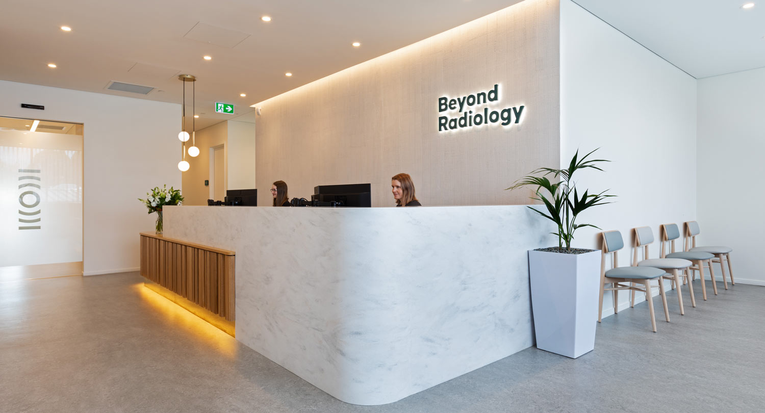 Photo of the reception area at Beyond Radiology Grafton