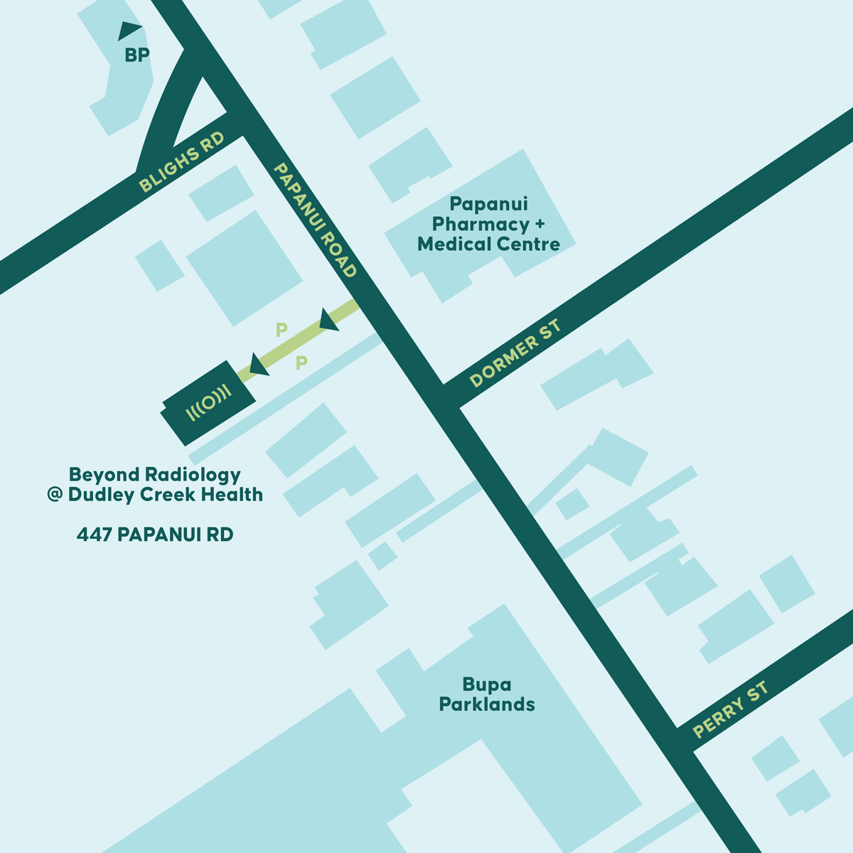 Map showing the location of Dudley Creek Health